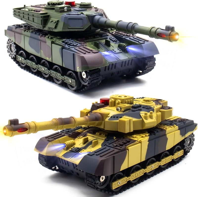 Hitish RC Tank That Infrared Shoots - 2.4Ghz Remote Control Battle Army Tank Toys with 360°Rotating Turret Auto Demo Sound Effects Lights - Military Vehicles Model Gift for Kids Adults Boys Age 6-8 9-12 - Image 1